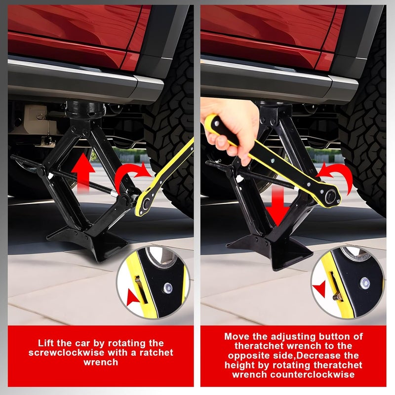 BCJCLTS Car Jack Kit 2.5 Ton (5512 lbs),Scissor Jack for Car with Rubber Pad, Equipped with Upgraded Cross Wrench, Portable tire Jack Replacement kit, and SUV MPV car Emergency - Image 2